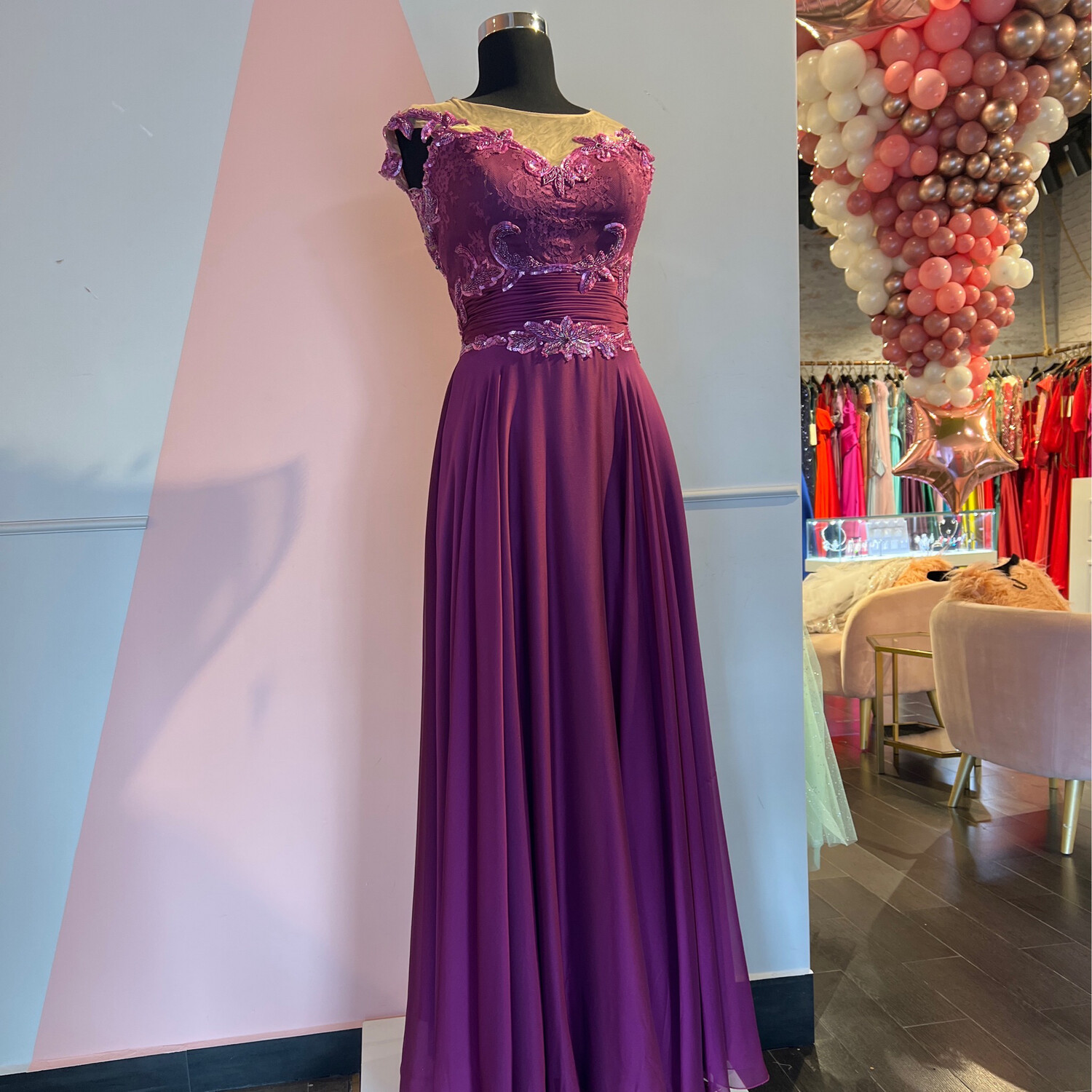 Vestido Largo,	Morado 	,Talla	38