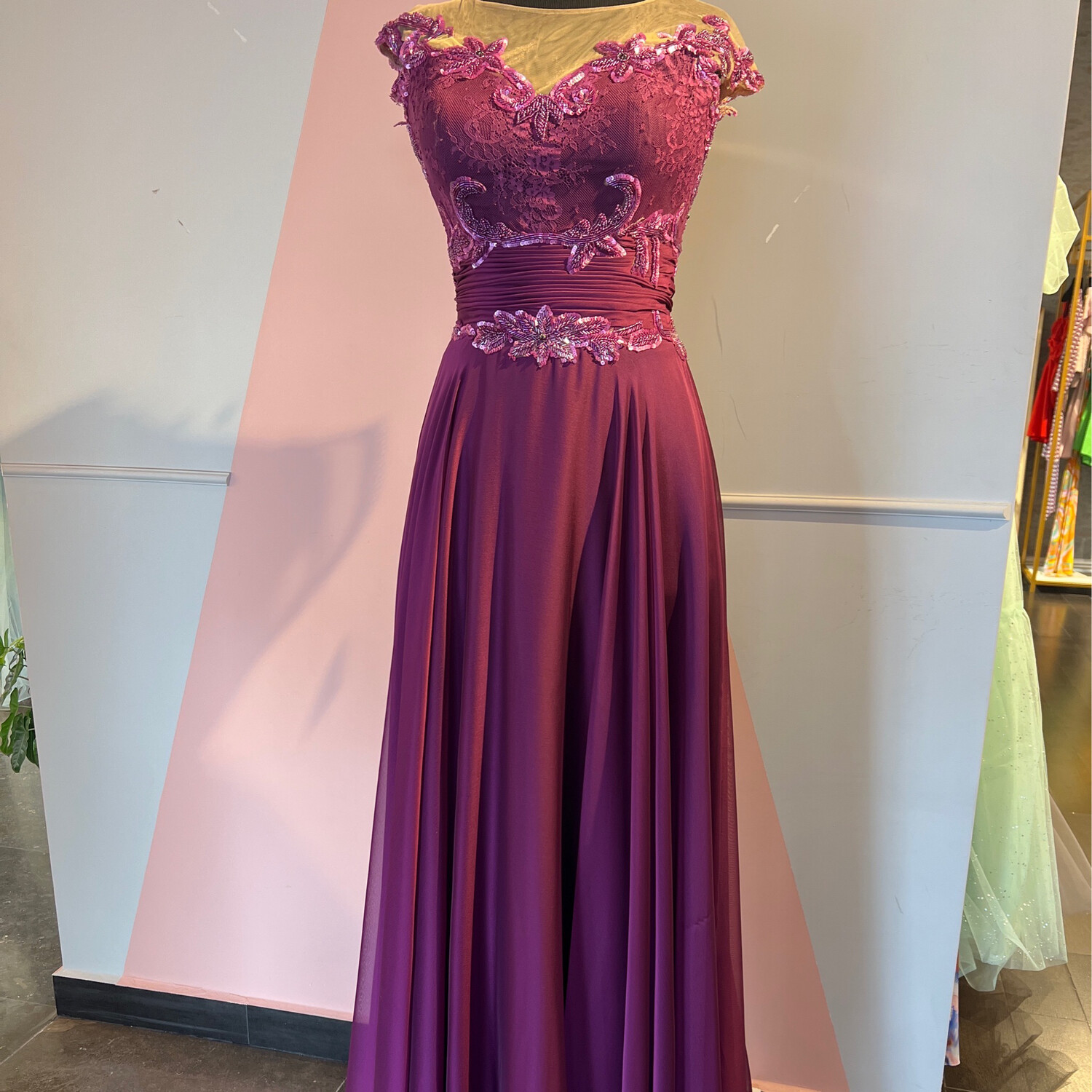 Vestido Largo,	Morado 	,Talla	38