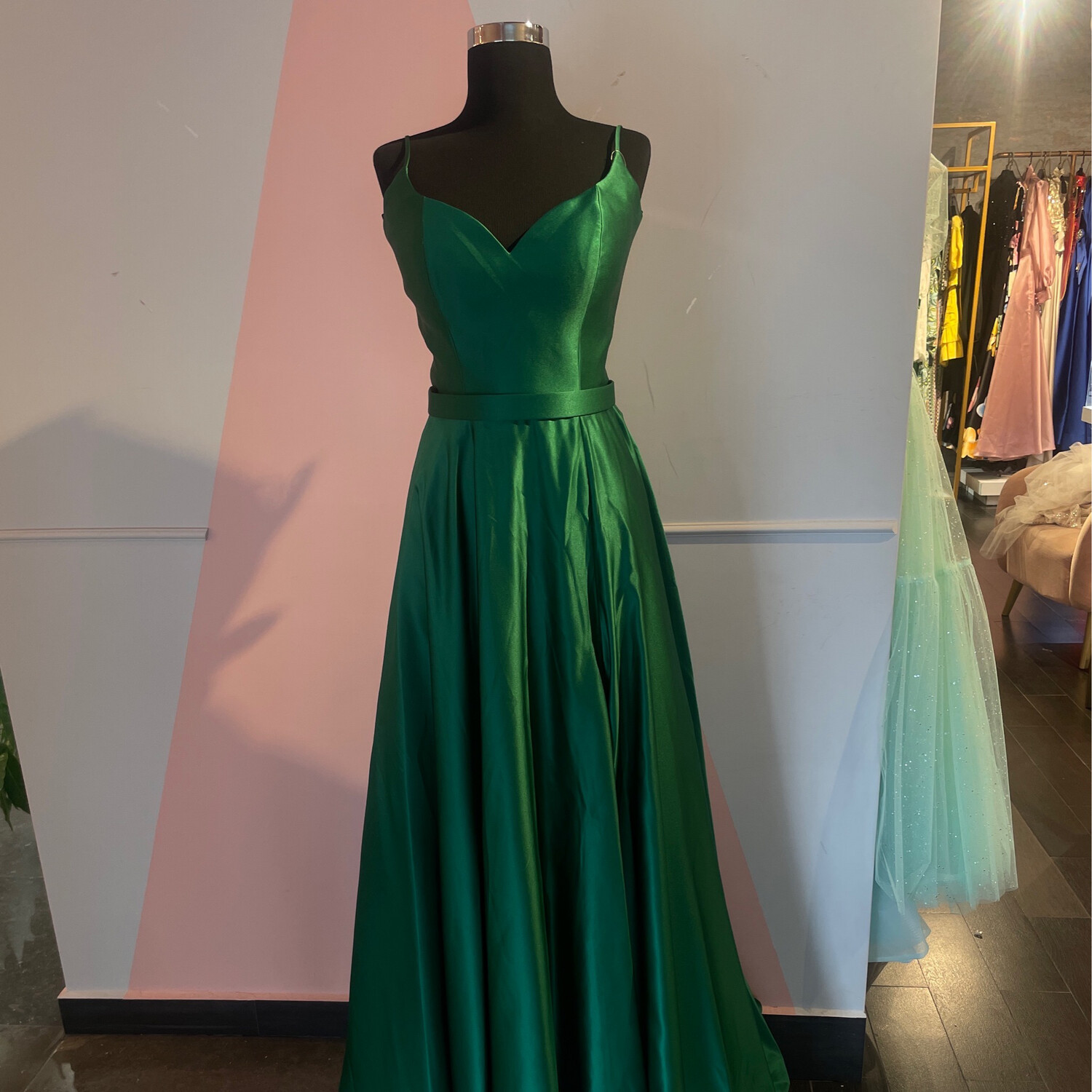VESTIDO LARGO VERDE ESMERALDA