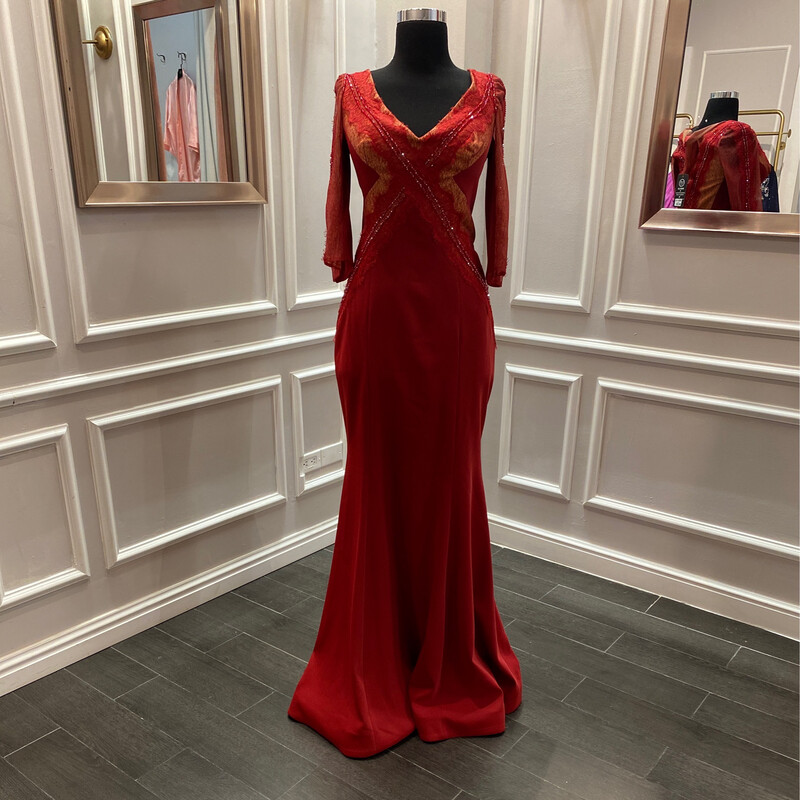 Vestido Largo,	Rojo 	,Talla	42