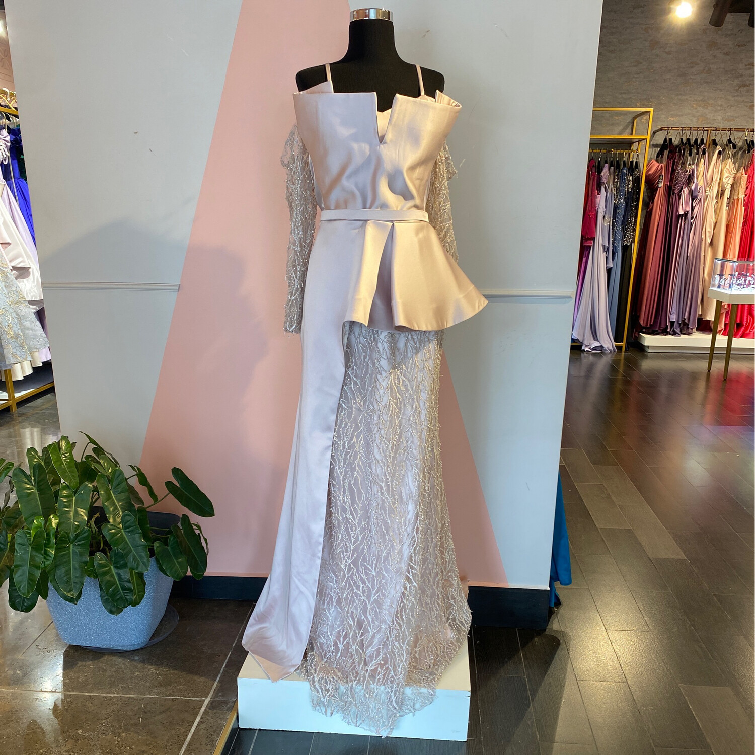 Vestido Largo,	Rosado	,Talla	50