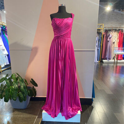 VESTIDO LARGO 	COLOR	ROSADO / FUCSIA	TALLA:	42	EU	/	10	US
