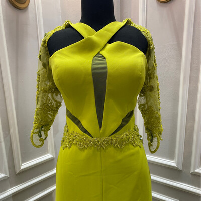 VESTIDO LARGO 	COLOR	VERDE	(GREEN)	DE	TALLA:	44	EU	/	12	US