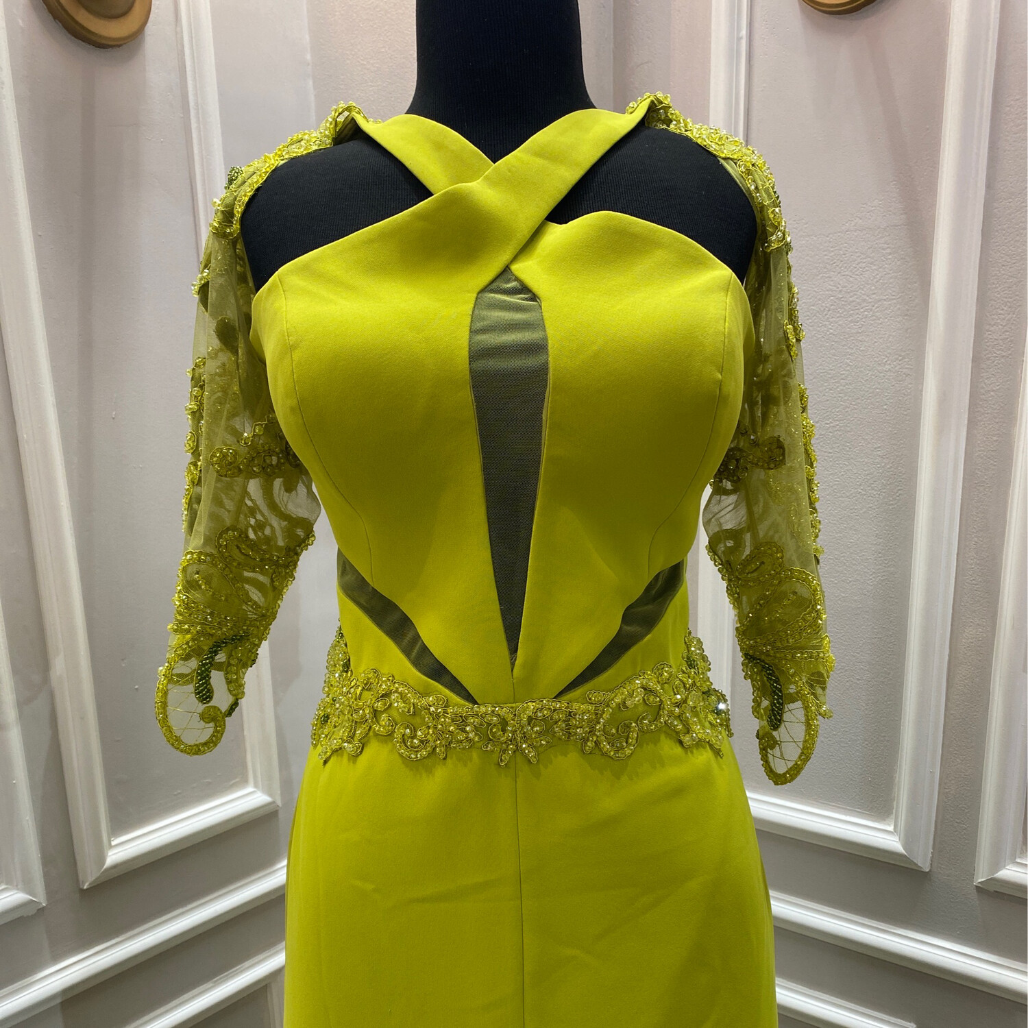 VESTIDO LARGO 	COLOR	VERDE	(GREEN)	DE	TALLA:	44	EU	/	12	US