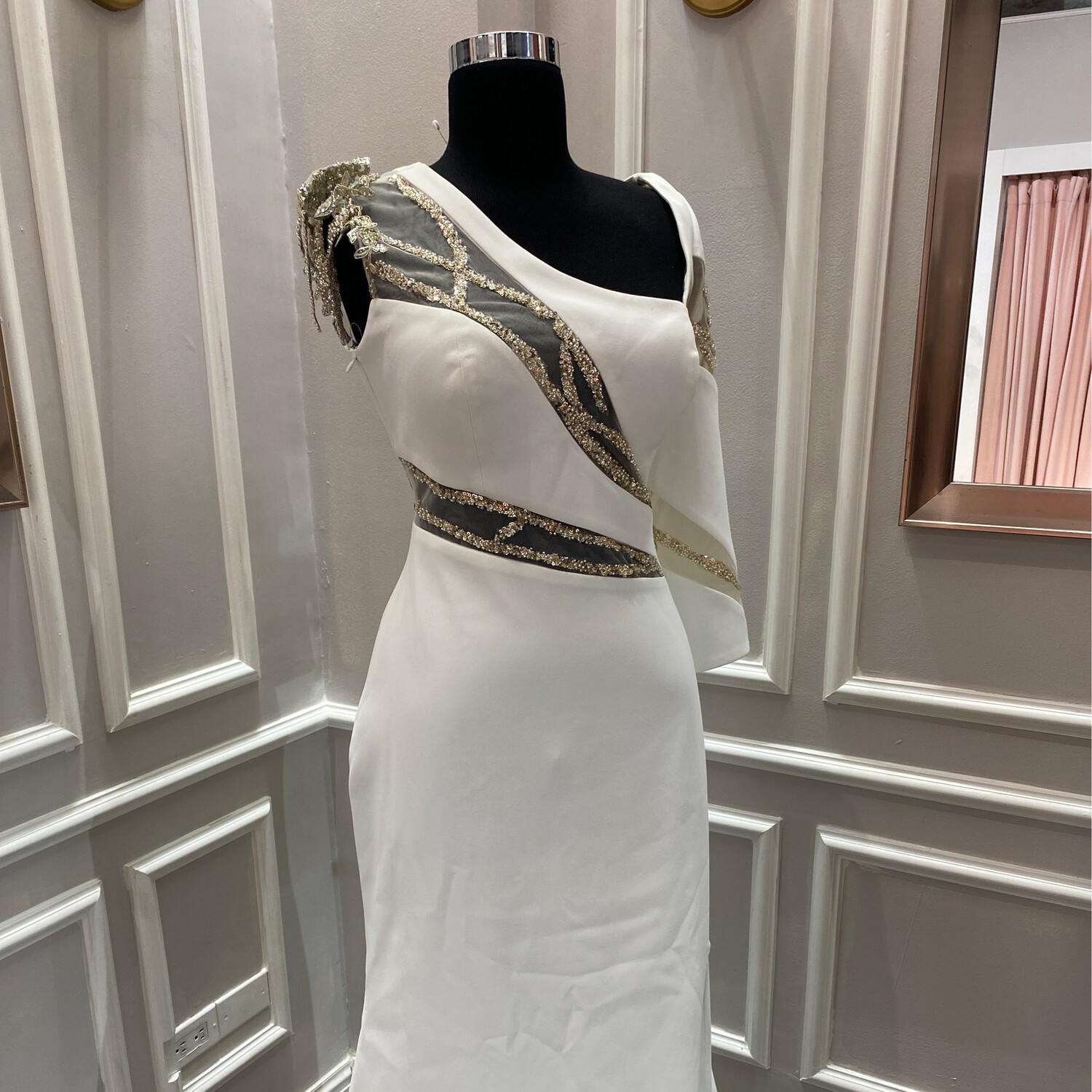 Vestido Largo,	blanco	,Talla	42