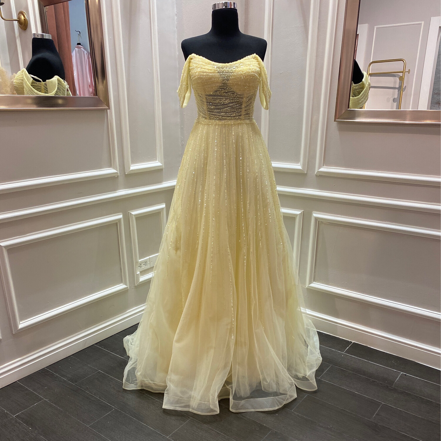 VESTIDO LARGO - AMARILLO - TALLA 42