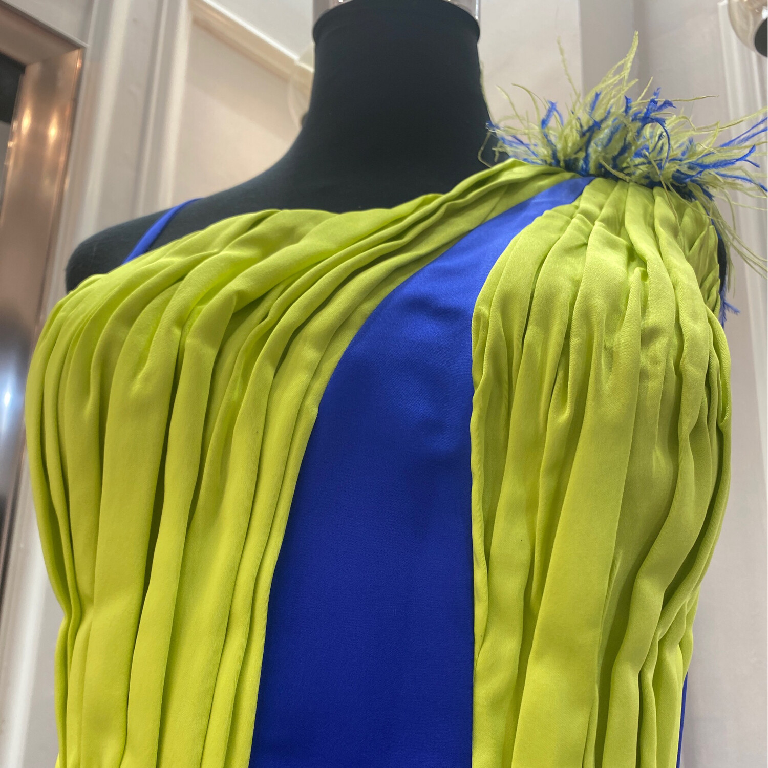 VESTIDO LARGO - AZUL/VERDE - TALLA 44