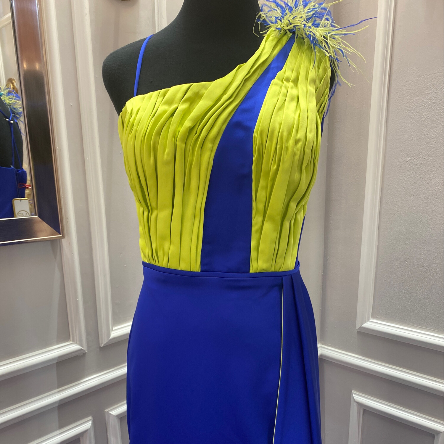 VESTIDO LARGO - AZUL/VERDE - TALLA 44
