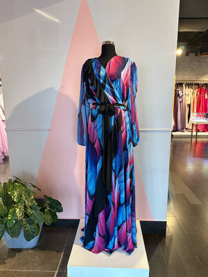Vestido largo corte caido, multicolor con estampado. Talla M y L