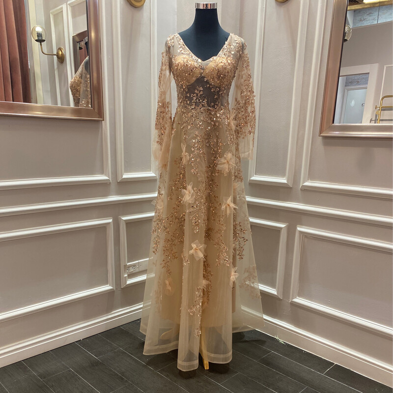 VESTIDO LARGO - ROSE GOLD - TALLA 48