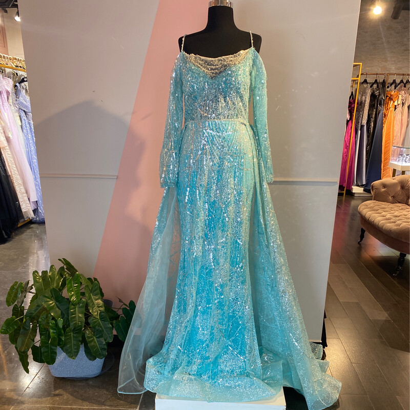 Vestido largo de color aqua de talla 44