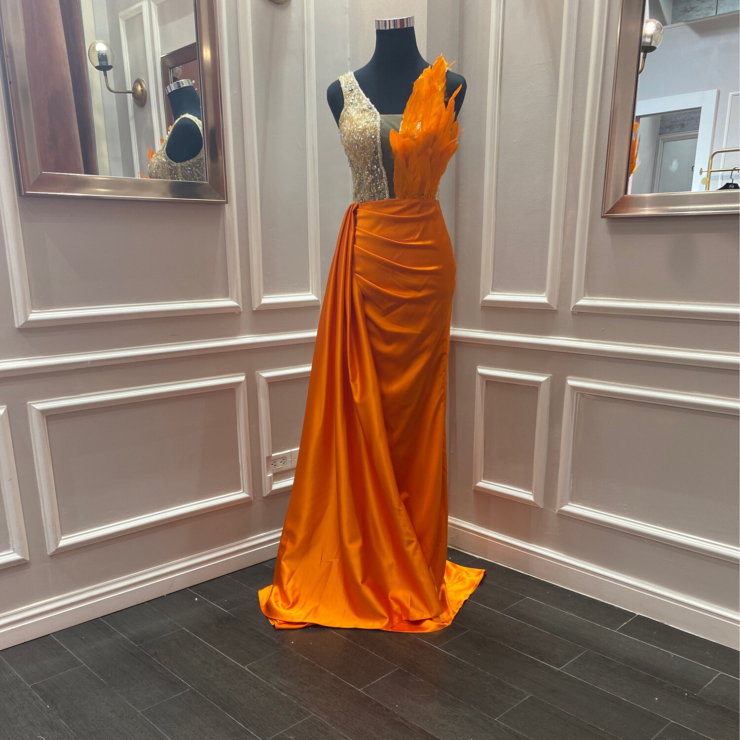 Vestido Largo,	Anaranjado	,Talla	38 - 44