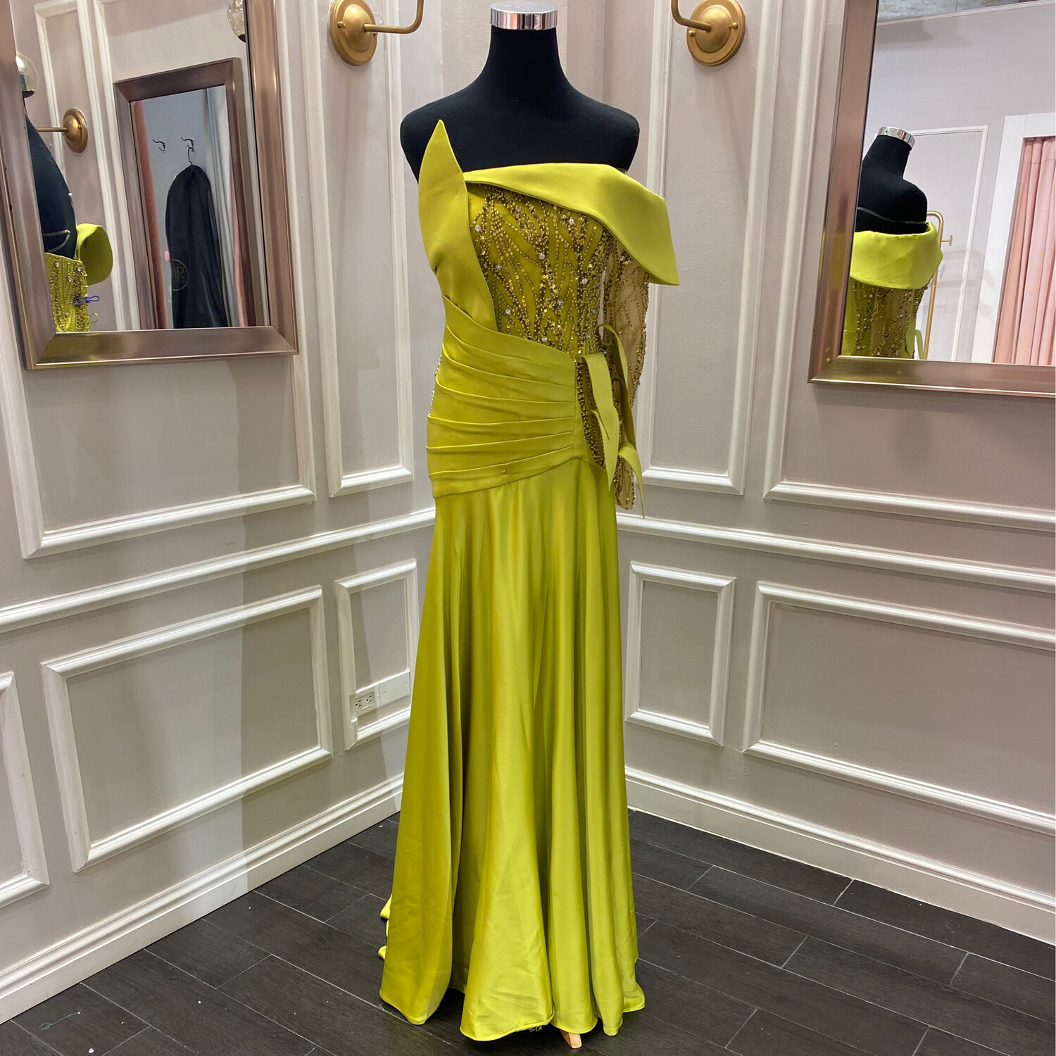Vestido Largo,	Verde manzana	,Talla	42