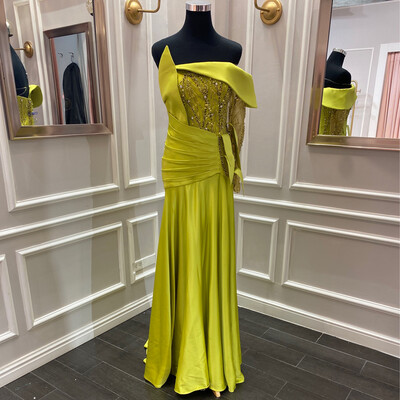 Vestido Largo,	Verde manzana	,Talla	42