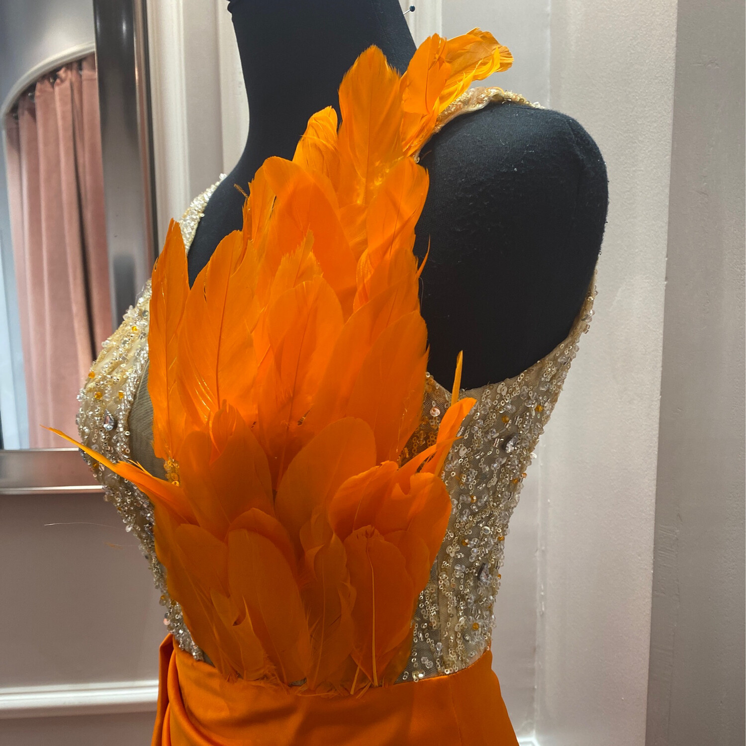 Vestido Largo,	Anaranjado	,Talla	38 - 44
