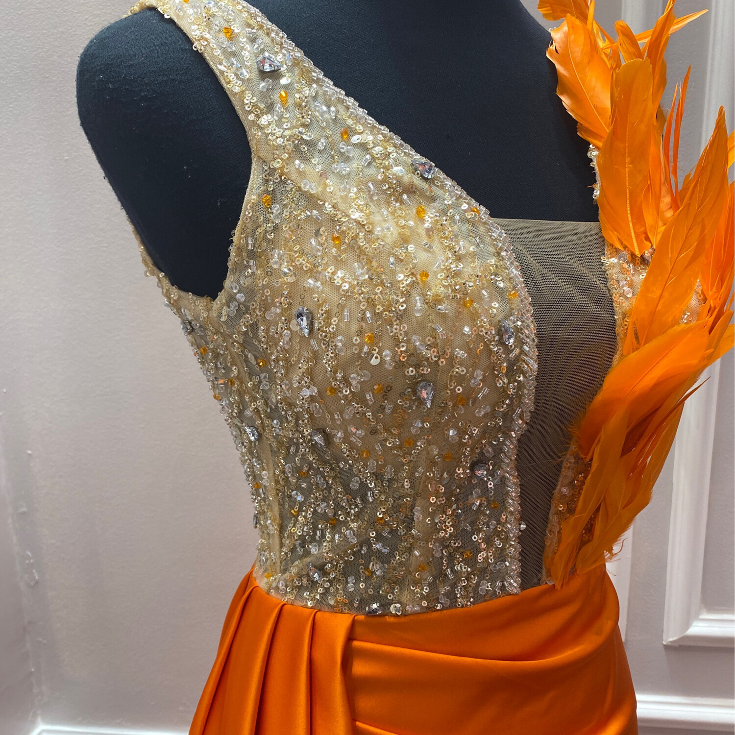 Vestido Largo,	Anaranjado	,Talla	38 - 44