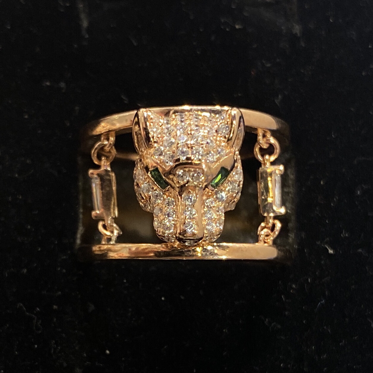 ANILLO ROSE GOLD - TIGRE CON OJOS VERDES