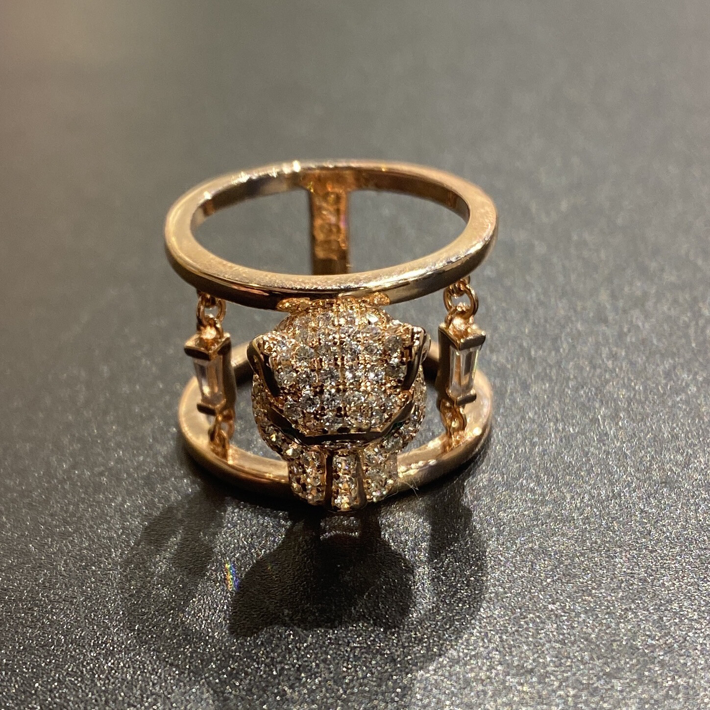 ANILLO ROSE GOLD - TIGRE CON OJOS VERDES