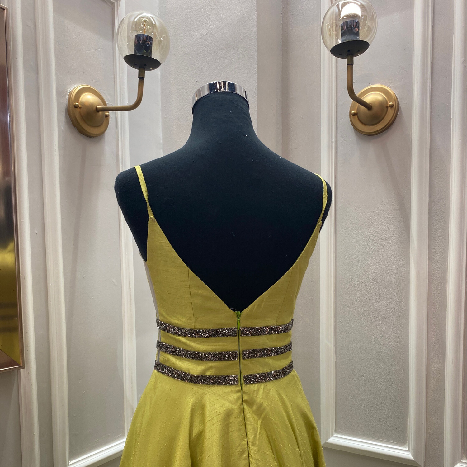 VESTIDO LARGO  VERDE MANZANA TALLA 44