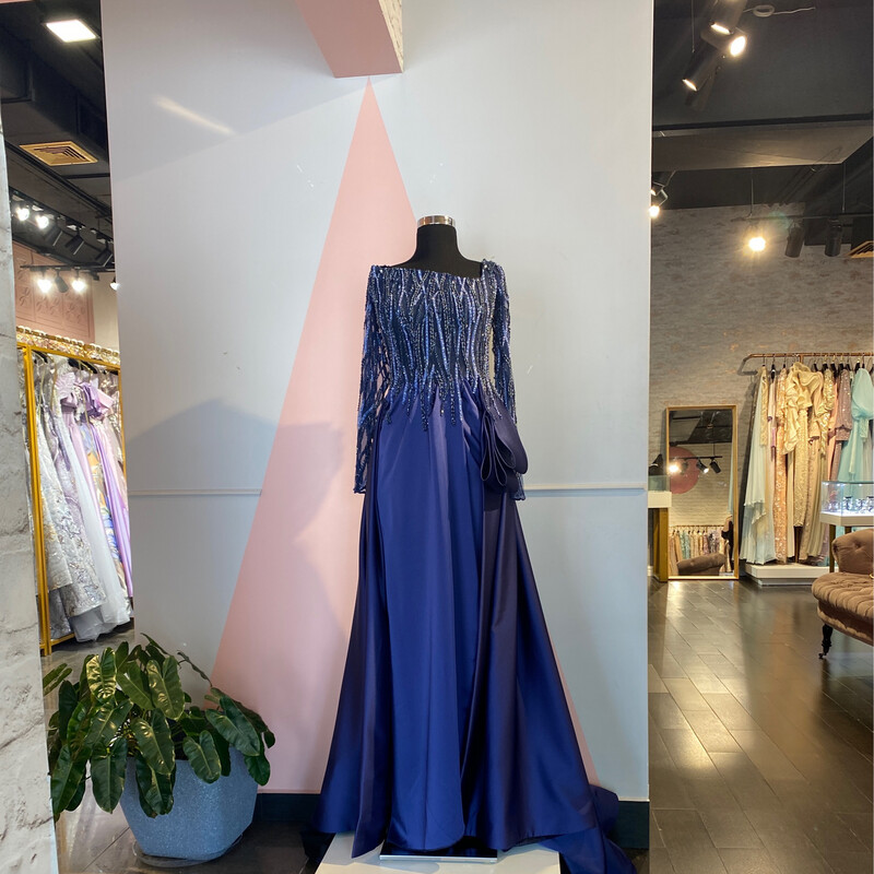 Vestido Largo,	Azul Navy	,Talla	46