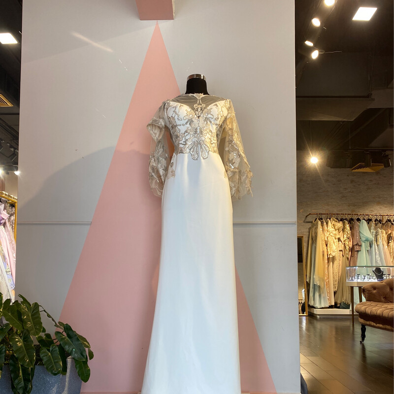 VESTIDO LARGO	COLOR	BLANCO	WHITE	DE	TALLA:	46	EU	/	14	US