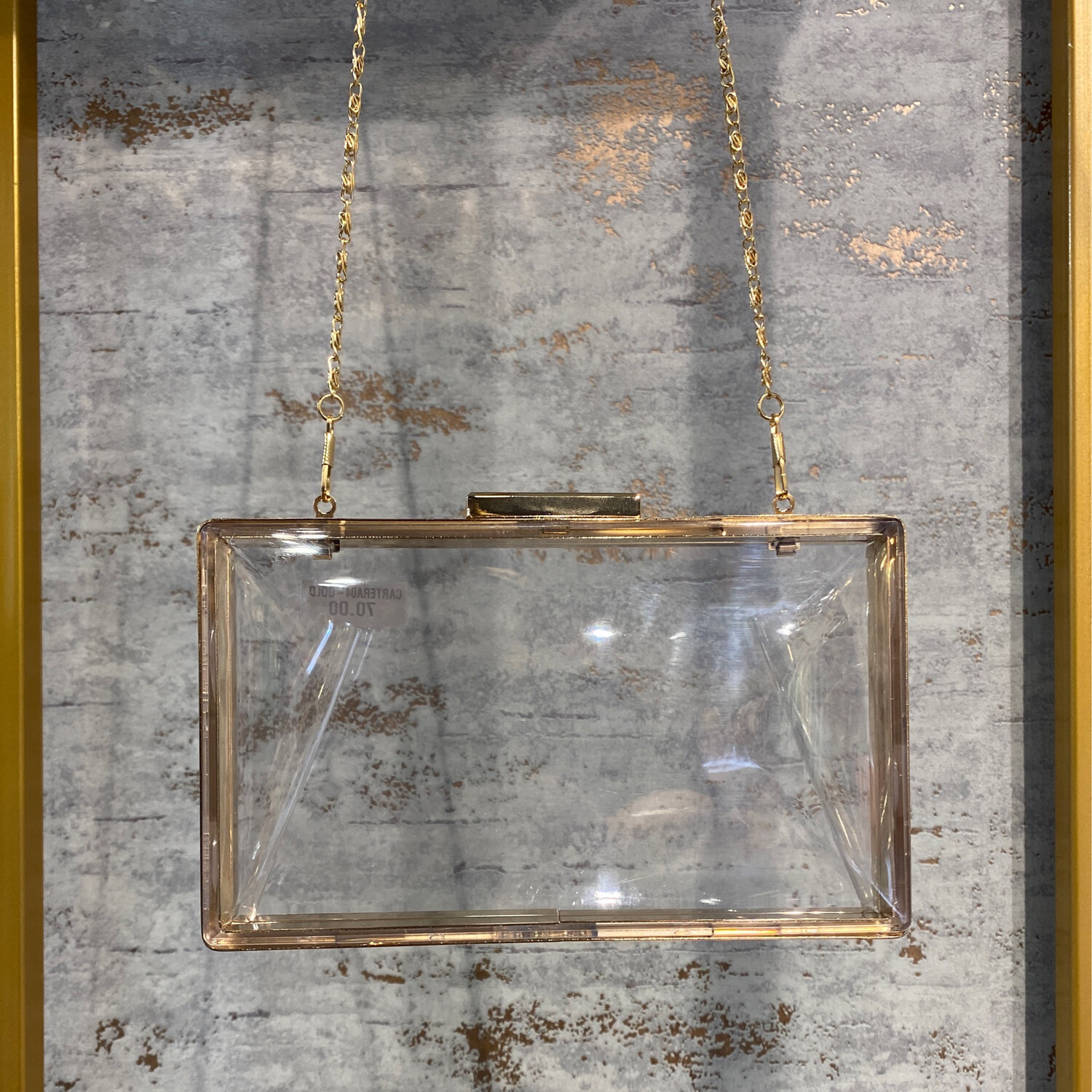 CARTERA DE MANO O CRUZADA - DORADA / TRANSPARENTE