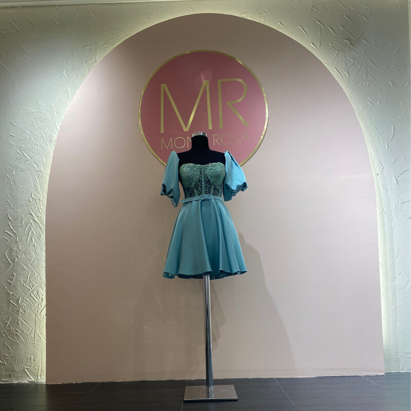 Vestido Largo,	Celeste Menta	,Talla	42