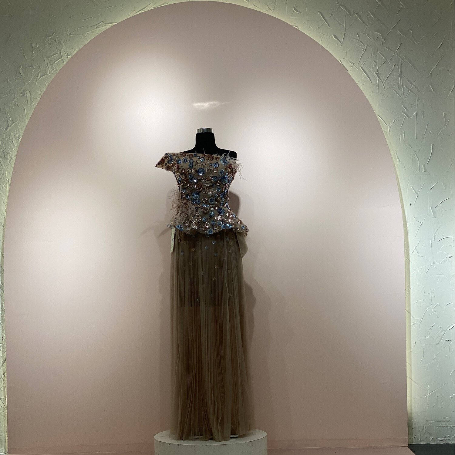 VESTIDO LARGO COLOR BLUSH TALLA 44