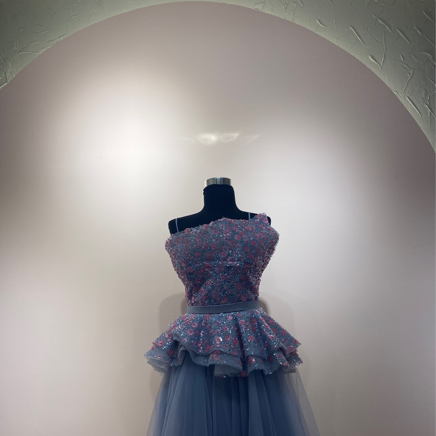 VESTIDO LARGO COLOR ÍNDIGO GRISACEO TALLA 44