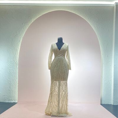 Vestido-Largo-Beige-Talla/42 HN038