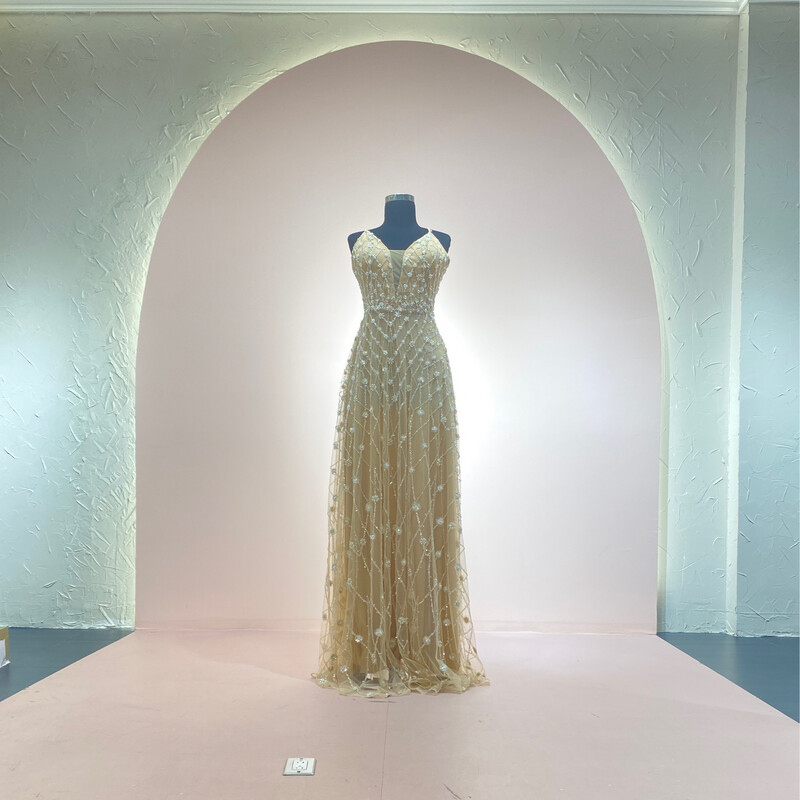 Vestido-Largo-white/NUDE-Talla/38 HN116