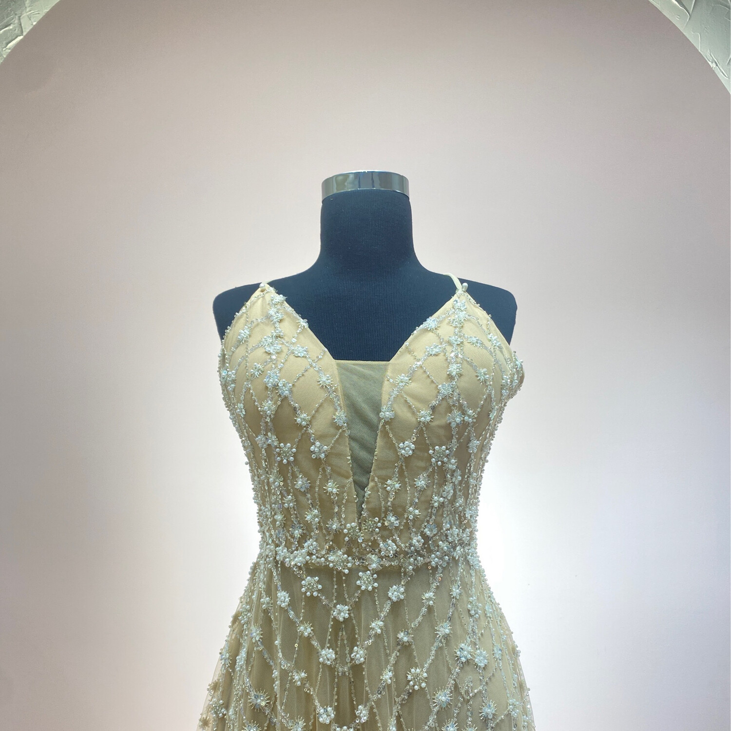 Vestido-Largo-white/NUDE-Talla/38 HN116