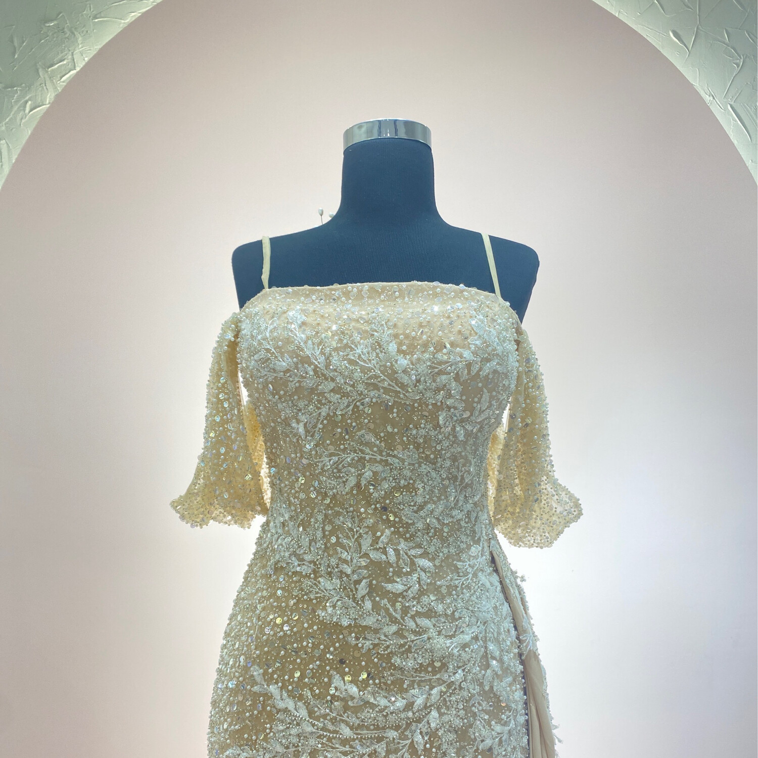 Vestido-Largo-white/Nude-Talla/42 HN023