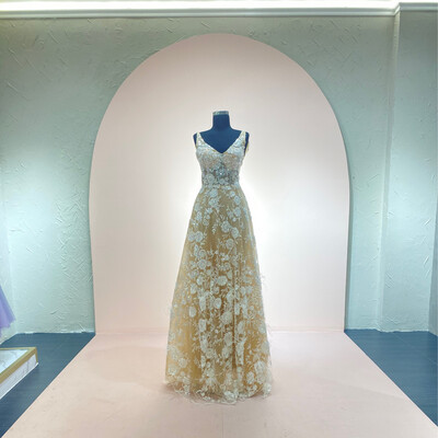Vestido-Largo-Blanco/Crema-Talla/40 HN112