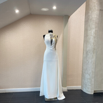 VESTIDO LARGO	COLOR	BLANCO	WHITE	DE	TALLA:	44	EU	/	12	US