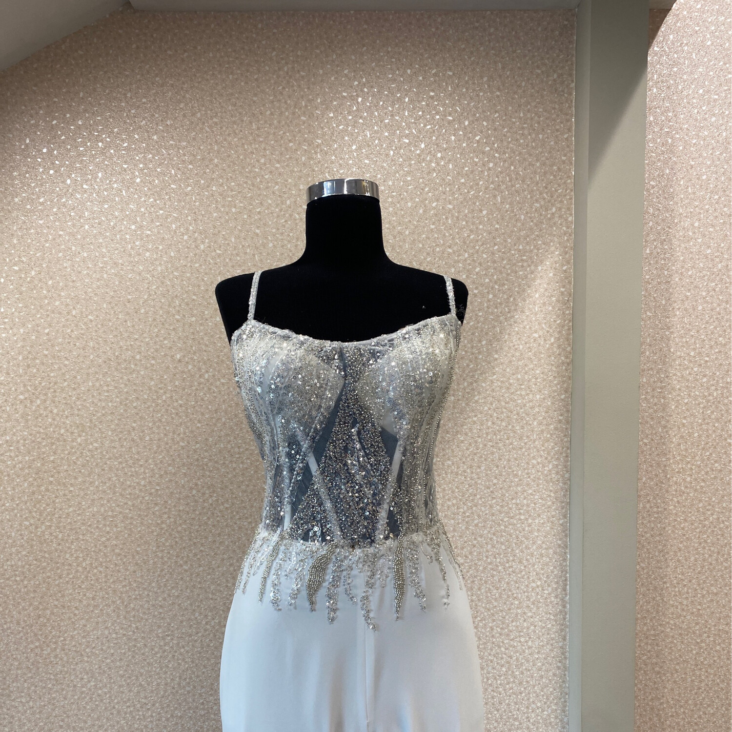 Jumpsuit Con Capa Blanco Largo Talla 12
