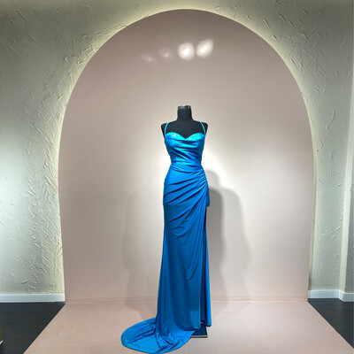 Vestido-Largo-Celeste-Talla/8 CW10387-8