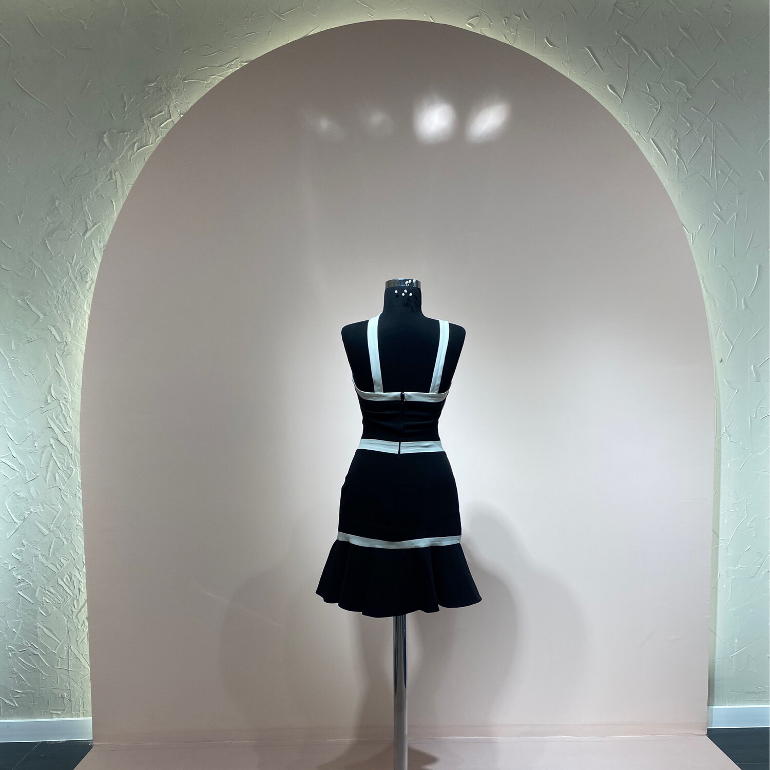 Vestido Largo,	Negro - Blanco	,Talla	36 - 38 - 42