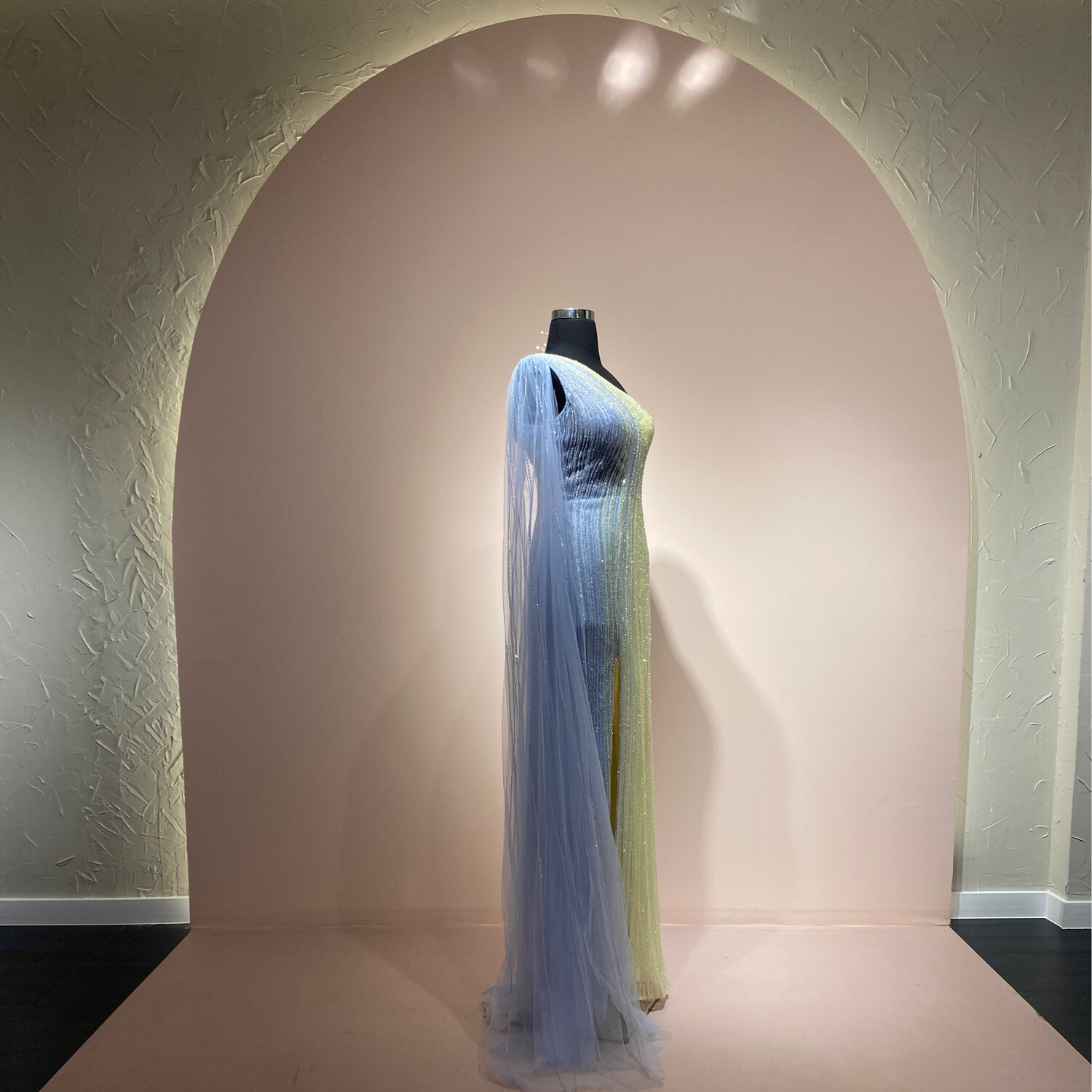 Vestido-Largo-Amarillo/Celeste-talla/12 CW50278-12