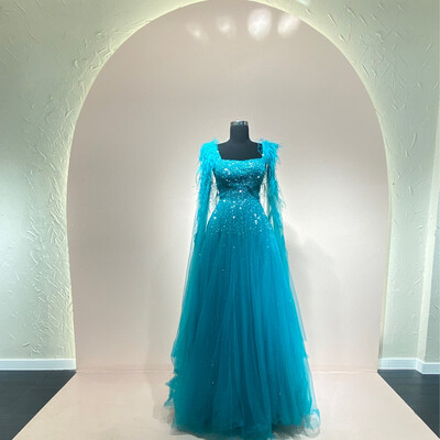 Vestido-Largo-turquesa-Talla/10 CW10403-10
