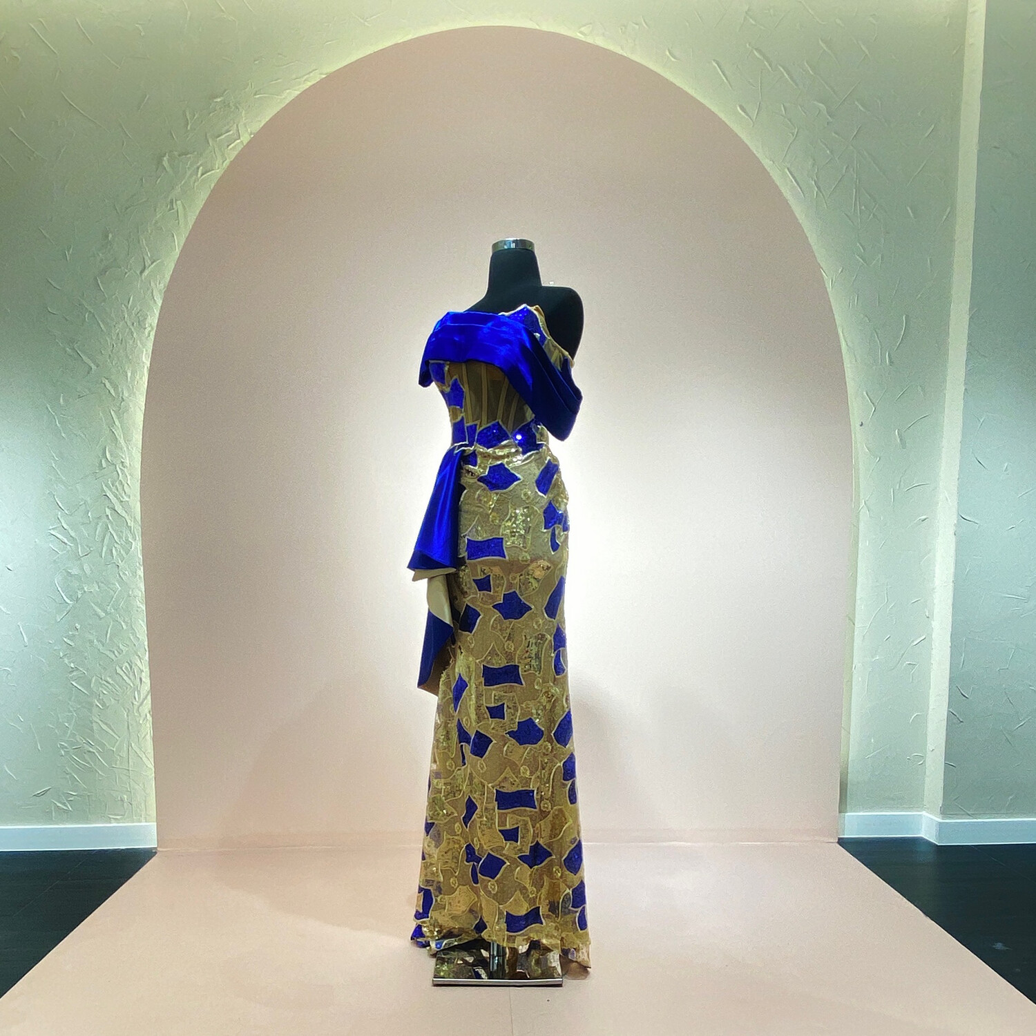 Vestido-Largo-Azul/Dorado-Talla/42