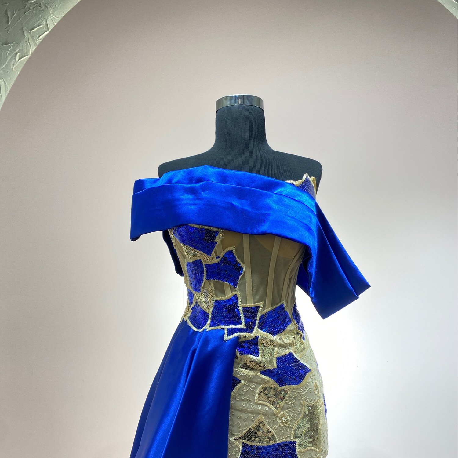 Vestido-Largo-Azul/Dorado-Talla/42