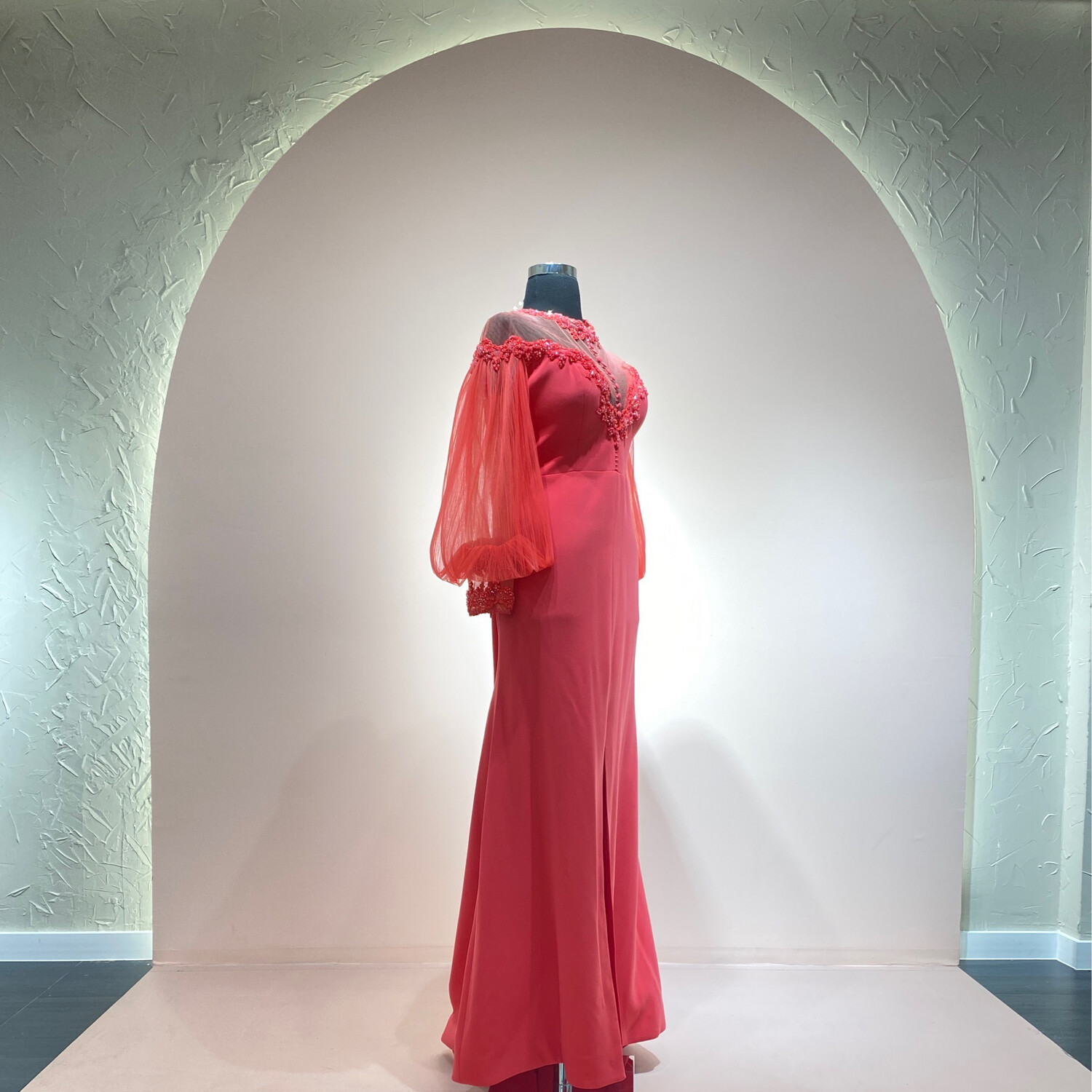 Vestido Largo,	Coral	,Talla	48