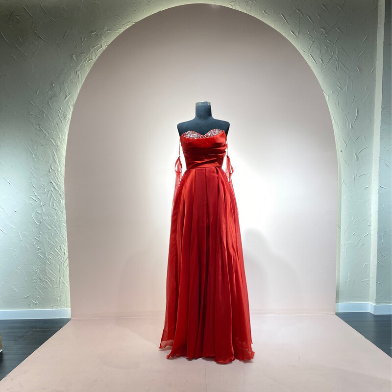 Vestido-Largo-Rojo-Talla/1 RE5089-1RED