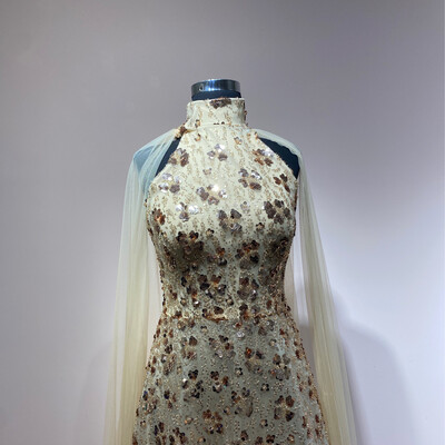 VESTIDO LARGO COLOR GOLD TALLA 42/S