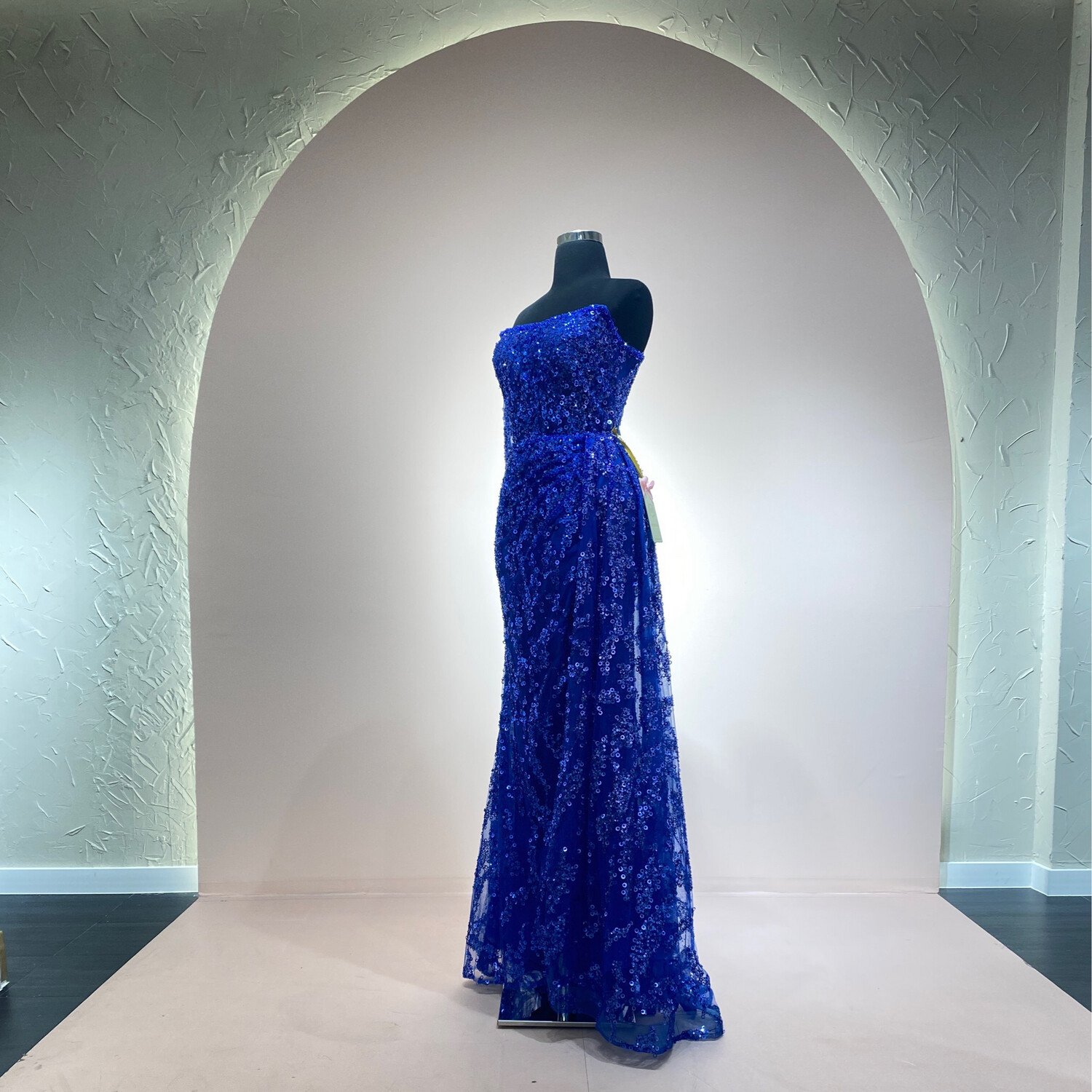 VESTIDO LARGO  CORTE SIRENA TALLA 12/S COLOR AZUL ROYAL