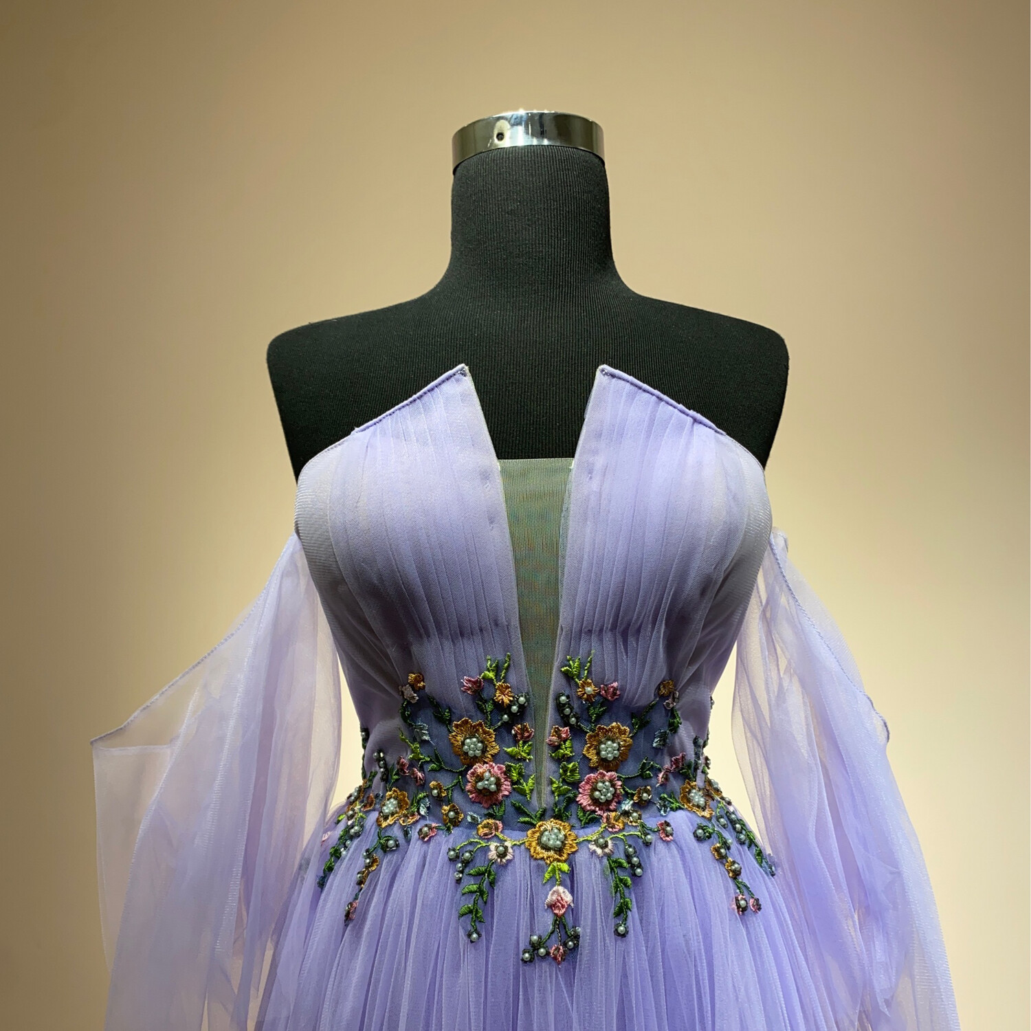 VESTIDO LARGO CORTE PRINCESA TALLA 42 COLOR LILA