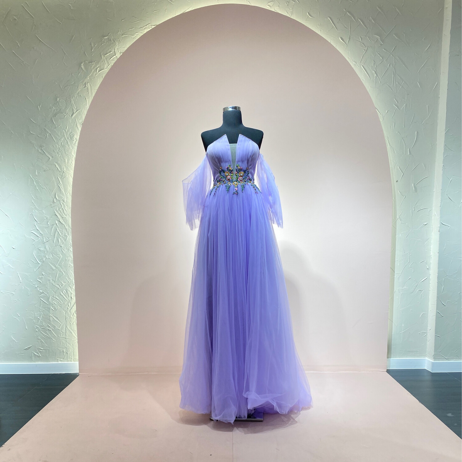 VESTIDO LARGO CORTE PRINCESA TALLA 42 COLOR LILA