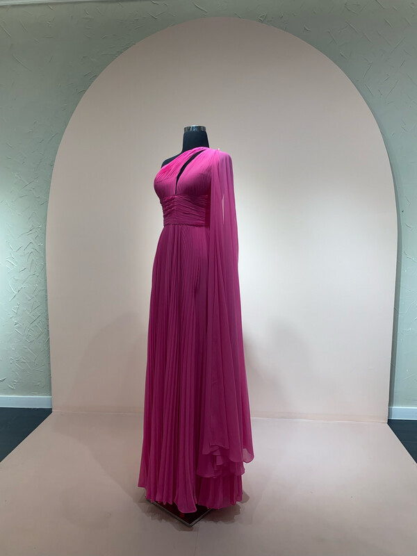 Vestido Largo plisado Rosado talla 14