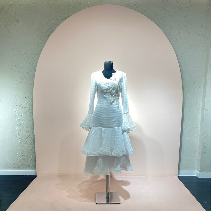 VESTIDO MIDI TALLA 12/S COLOR BLANCO